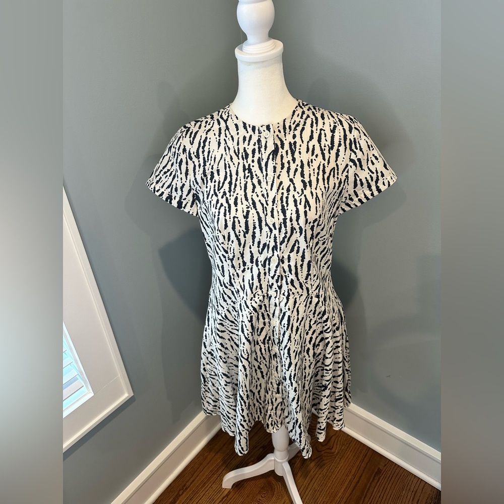 $50 Zara Black & White Abstract Print Short Sleeve Dress